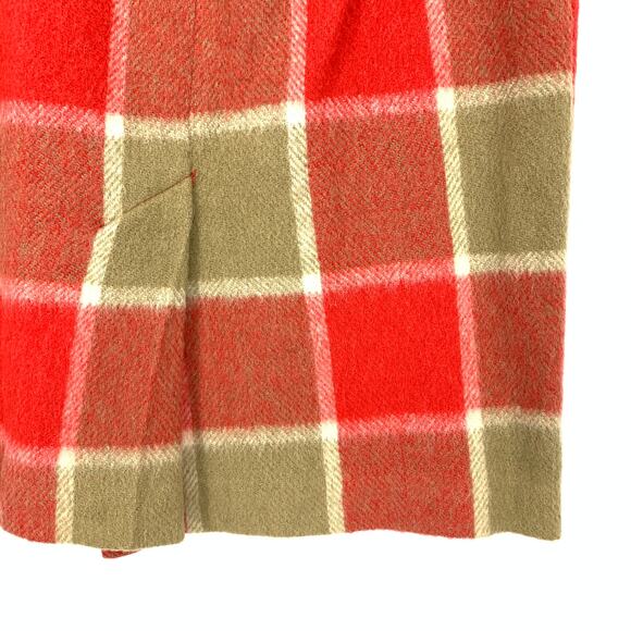 Vintage Wool Skirt Womens XXS Plaid High Waist Red Tan Lined Winter Holiday Fall - Picture 5 of 7